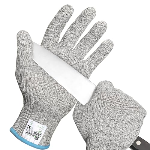 Schwer SlicePro ANSI A9 Cut Resistant Gloves, Food Grade, PR1501-G, M | Non PFAS, No Glass Fiber, for Kitchen Food Prep, Mandolin Slicing, Meat Cutting, Oyster Shucking, Fish Fillet Processing - color: Grey-a9, size: Medium
