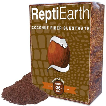 ReptiEarth Reptile Bedding, Fluffy Coconut Fiber Substrate 36 Quart Organic Coco Ready to Use for Bioactive Snake Terrarium, Lizard Tanks with Plants, for Frog, Tarantula or Hermit Crab Habitat - size: 36 Quart