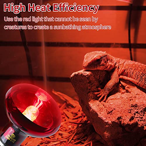 Reptile Heat Lamp Bulbs,Infrared 100W Reptiles & Amphibians Basking Spot Lamp Bulb, 2 Packs Red Heat Emitter Light for Chickens Coop - color: Red(100*2)