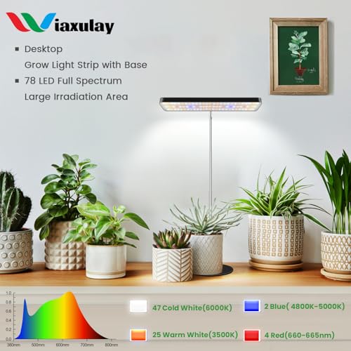 Wiaxulay Grow Lights for Indoor Plants,11in Full Spectrum Desk Growing Lamp | Plant Light with Metal Base, 7.8-26in Adjustable, 3 Lighting Modes, 6/12/16H Timer, 5 Brightness for Hydroponics, Succulent - size: 1 Pack(Black)