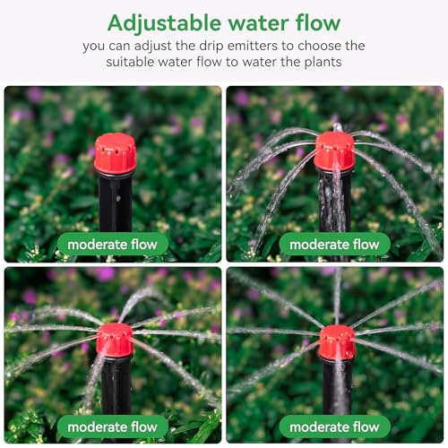 50pcs Adjustable Drip Irrigation Emitters: Garden Drippers for 1/4" Tubing | 360 Degree Water Flow, 5-Inch Arrow Stake, for Garden/Lawn/Planter Beds, Compatible with 4-7mm Tubing, Diy Watering System - size: 50pcs Drip Emitters for 1/4" Tubing