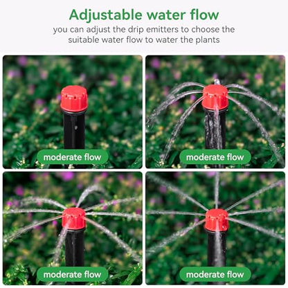 50pcs Adjustable Drip Irrigation Emitters: Garden Drippers for 1/4" Tubing | 360 Degree Water Flow, 5-Inch Arrow Stake, for Garden/Lawn/Planter Beds, Compatible with 4-7mm Tubing, Diy Watering System - size: 50pcs Drip Emitters for 1/4" Tubing