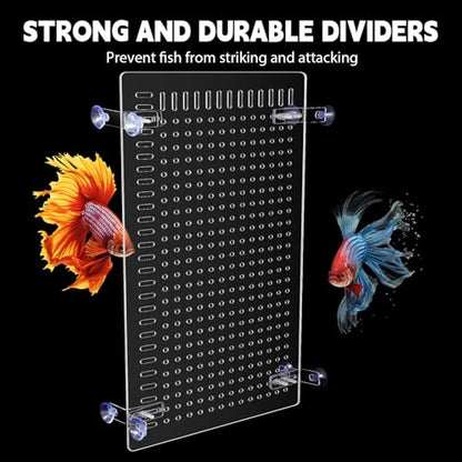 Nuanchu 4 Set Acrylic Fish Tank Divider 17 x 10'' Aquarium Divider Kit Splicable Flexibly Aquarium Divider with Suction Cups Accessories Splicing Board for 30/40/50/65/75/90/125/150 Gallon Tank - size: 17.28 x 10''