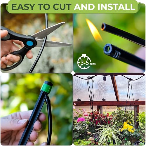 1/4" Irrigation Tubing Parts for Drip Irrigation Watering System | 100 ft Drip Irrigation Tubing for Garden Irrigation System, Hydroponics, Misting or as Blank Distribution Tubing