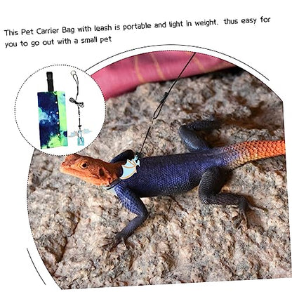 Abaodam Adjustable Reptile Carrier Sling Bag with Canvas Capacity Bearded Dragon Leash Harness for Outdoor Travel Comfortable Wide Strap Lizard Carrying Case for Hiking and Cycling