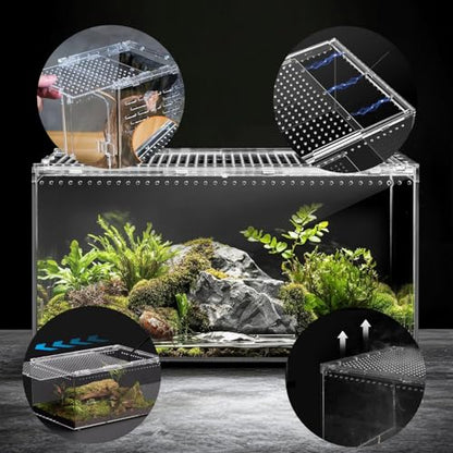 Insect breeding Box Reptile Feeding Box, Waterproof Enclosure Enclosure for arboreal Tarantula Scorpion Sling Lizards Snake Gecko Jumping Spider Snail Isopods, Reptile breeding Box (8x6x4 Inch) ﻿