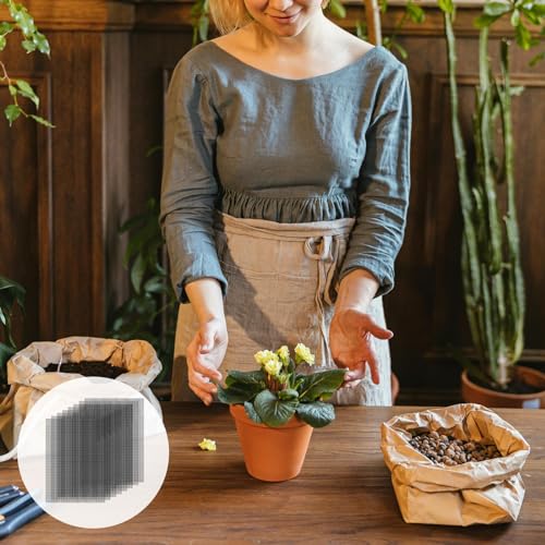 15 Pack Flower Pot Hole Mesh Pad, 11.8 * 7.8 Inch Bonsai Pot Mesh Plant Drainage Meshs Hole Screens Gasket Keep Soil from Flowing Away (Black)