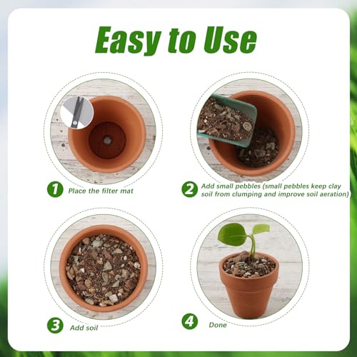100pcs Flower Pot Hole Mesh Pad, 10cm/4in Round Bonsai Eye Mesh Drainage Screens Plant Pot Netting Meshes Barrier Mat for Preventing Soil and Substrate Leakage (Black)