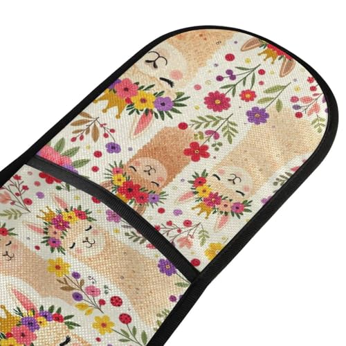 Dual-functionality Mitts and Pot Holders Sets High Heat Resistant Pot Holder Gloves Kitchen Aid BBQ (Llama White Cover) - color: Llama White Cover