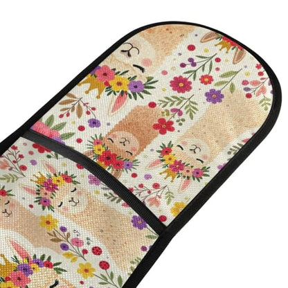 Dual-functionality Mitts and Pot Holders Sets High Heat Resistant Pot Holder Gloves Kitchen Aid BBQ (Llama White Cover) - color: Llama White Cover