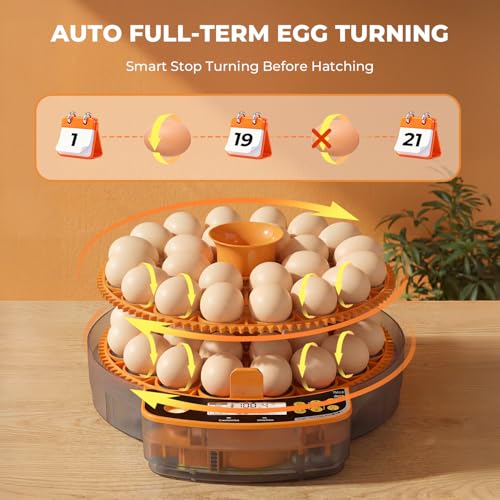 48 Egg Incubator - Smart Incubators for Hatching Chicken Eggs with Temperature & Humidity Control, Egg Candler, Auto Egg Turner, and Abnormal Alarm