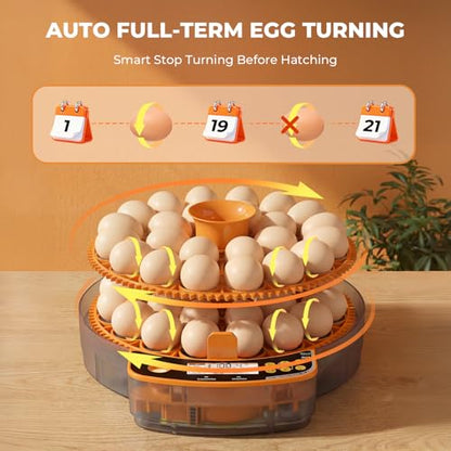 48 Egg Incubator - Smart Incubators for Hatching Chicken Eggs with Temperature & Humidity Control, Egg Candler, Auto Egg Turner, and Abnormal Alarm
