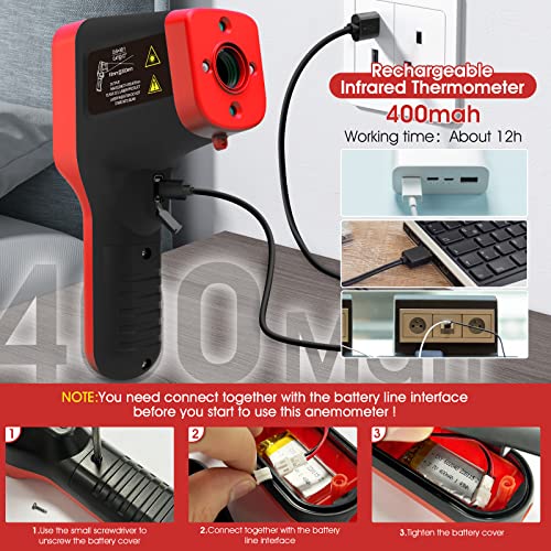 High Temp Thermometer, -58℉~2912℉ Non-Contact Digital Laser Temperature Gun with Color LCD Display for Cooking, Industrial HVAC Forge Metal