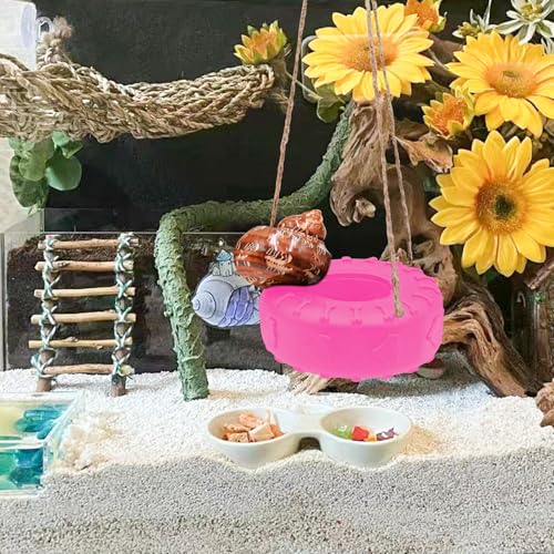 Hermit Crab Tire Swing Toy, Hermit Crab Climbing Toy, Reptile Tank Aquarium Decoration Accessory, Suitable for Small to Medium Sized Hermit Crabs, 3.7 Inches in Diameter - color: Red