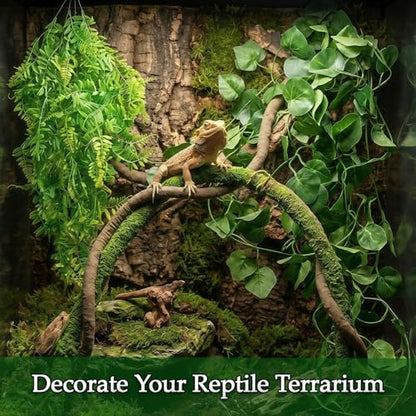 8 Pack Artificial Reptile Plants Jungle Vines for Terrarium | Bearded Dragon Tank Accessories,Artificial Hanging Climbing Plant Decorations,Snakes Geckos Lizards Chameleons