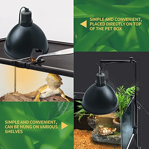 LUCKY HERP Aluminum 8.1inch Dome Reptile Light Fixture, Reptile Heat Lamp Fixture for UVB Bulb Basking Heat Bulb - color: Dome Reptile Light Fixture, size: 8.1 inch Non-Adjustable