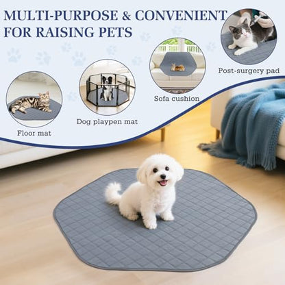 Pawaboo 2-in-1 Small Animals Playpen with Pad, Gray+Gray | Waterproof, Reusable Pad, Portable Outdoor Yard Fence with 3 Metal Rod, For Chick/Kitten/Guinea Pig/Rabbits/Chinchillas - color: U-Gray+Gray
