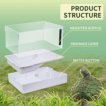 BETAZOOER Small Acrylic Turtle Tank Water Filter Reptile 15.7"×11.8"×10" - size: Small(Acrylic)
