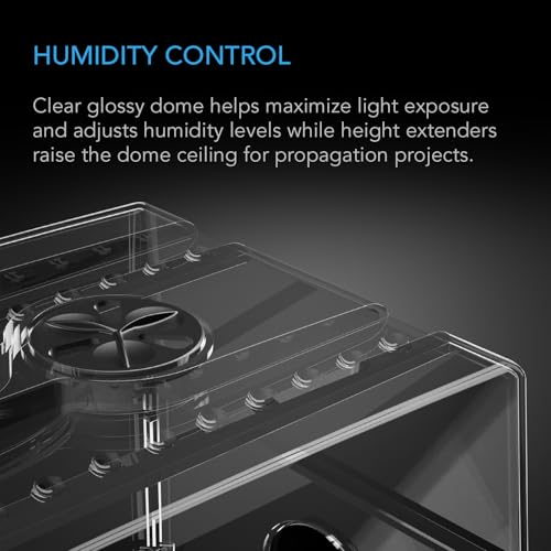 AC Infinity Humidity Dome, Heavy-Duty Germination Kit with Large Glossy Finish Clear Dome, Sturdy Drip Tray, and 6x12 Cell Seedling Tray, for Seed Starting, Propagation, Cloning Plants | Sturdy Drip Tray, 6x12 Cell Seedling Tray, Vented Height Extension P