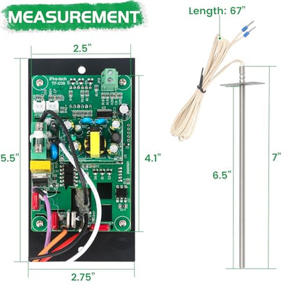 Control Panel Replacement for Traeger BAC236 Controller Digital Elite Thermostat BAC365 Wood Pellet Smoker with 7" RTD Temperature Probe Sensor BAC194 Grill Accessories - color: Black