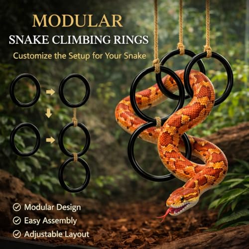 2PCS Snake Climbing Rings for Ball Python - Enrichment Toys for Corn Snake | Reptiletank Cage Decor Habitat Accessories | Terrarium, Bearded Dragon, Chameleon, Iguana, Gecko, Lizard, Parrot
