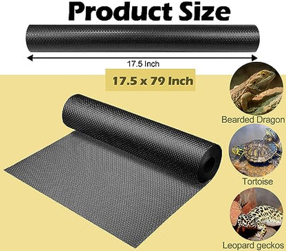 LWFCOEE Reptile Carpet Bearded Dragon Tank Accessories for 40 Gallon, 20 Gallon, 50 GallonTank, 17.5x79 Inch Non-Adhesive Reptile Mat Terrarium Liner for Leopard Gecko, Snake, Lizard and Tortoise - size: 17.5"x79"