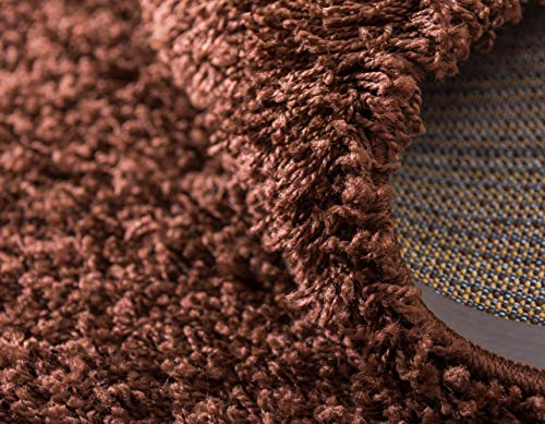 Unique Loom Solid Shag Collection Area Rug (1' Square, Chocolate Brown) - color: Chocolate Brown, size: 1' x 1' (Square)
