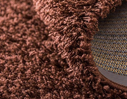 Unique Loom Solid Shag Collection Area Rug (1' Square, Chocolate Brown) - color: Chocolate Brown, size: 1' x 1' (Square)