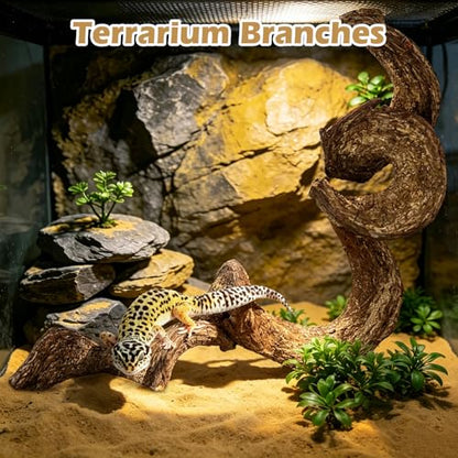 Reptile Climbing Decor 1.8-2.2" Thick Wood Branches Snake Habitat Decorations Terrarium Wooden Tree Trunk Ornament for Bearded Dragon Lizard Geckos Chameleon Frog (11.8 inches) - size: 11.8 inches (2 Pack)