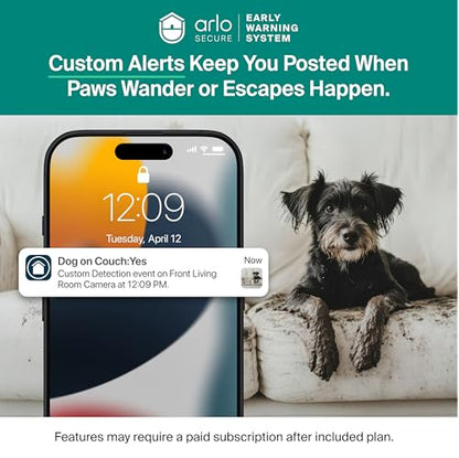 Arlo Essential Indoor Pan Tilt Zoom Security Camera 2K Wired - 1-Cam | 360° pan & 180° tilt; 2K pet camera; Auto motion tracking; Animal detection; Animated preview; 1-mo Secure plan incl. - size: 1 Camera - White, style: 30-Day Trial of Secure Plan