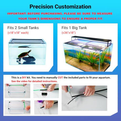 Easy Install DIY Fish Tank Lid, Adjustable Mesh Aquarium Lid, Anti-Jump Cover for Rimless Tanks Only (2/5/10/20 Gallon), Custom Fit Up to 36"x18"