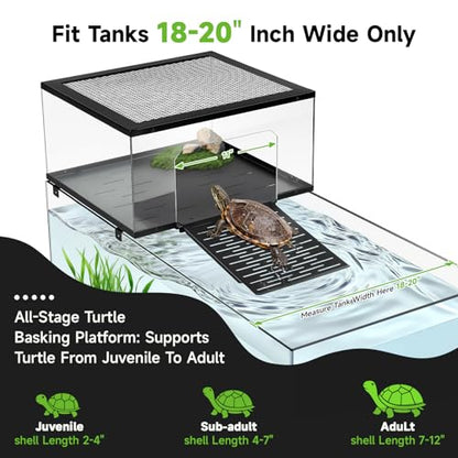 Turtle Basking Platform, Stainless Steel Ramp for 18-20" Aquariums | Rustproof 304 Stainless Steel Frame with Non-Slip Ramp; Hanging Dry Basking Zone; Tool-Free Assembly; Fits 18-20in Tanks