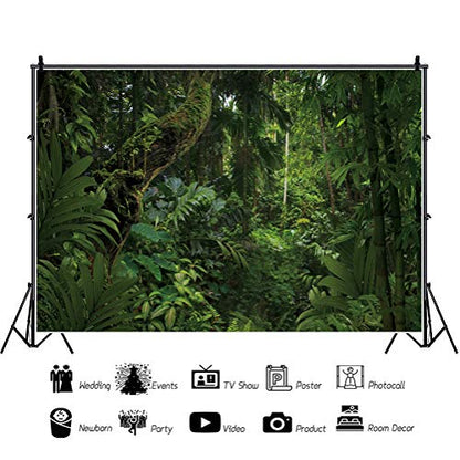7x5ft Jungle Forest Photography Backdrop for Outdoorsy Camping Theme Party Background Spring Mysterious Rainforest Jungle Forest Tree Natural Scenery Kids Adult Wedding Photo Studio Props - size: 7x5ft