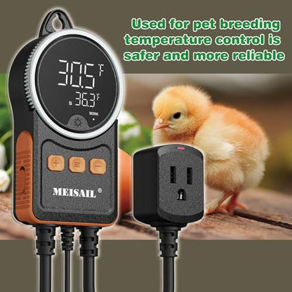 Temperature Controller, for Aquaculture or Plant Seedling, Pet Temperature Controller, Reptile Thermostat, with Overheat Protection and Dualensor Smart Protection - color: MS-60B