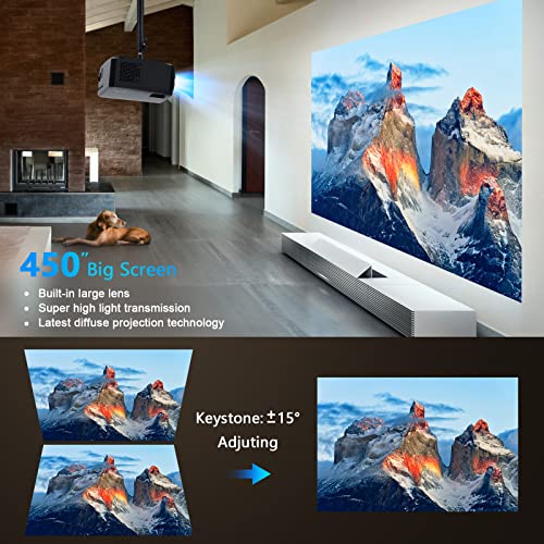 Native 1080P 5G WiFi Bluetooth Projector, AILESSOM 20000LM 450" Display Support 4K Movie Projector, High Brightness for Home Theater and Business, Compatible with iOS/Android/TV Stick/PS4/HDMI/PPT/USB