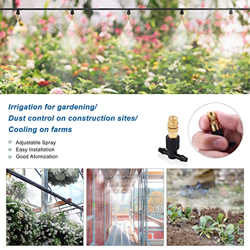 20Pcs Three-Way Atomizing Nozzle Micro Spray Drip Irrigation Mister Emitter | Adjustable Sprinkler Drip Irrigation Mister Kit with Drip Irrigation Connector for 1/4 inch Drip Irrigation Tubing - color: 20pcs