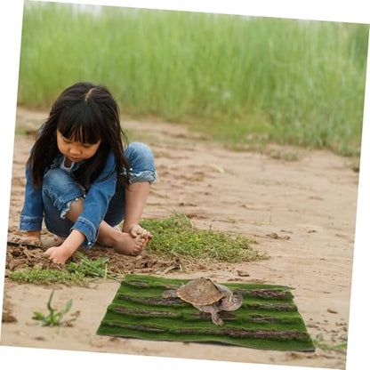 Mikikit Multifunctional Reptile Tank Carpet Realistic Grass Rug for Turtle Basking Pad Aquarium Grass Mat Outdoor Rug