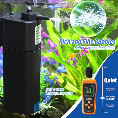 TARARIUM 10-40 Gallon U-V Aquarium Filter for Fish Turtle Tank, Swirl Turbo | Bio Sponge+U-V, Auto-Timer Bulb Lasts Longer, Clean Green Water, Quiet Internal Filter, Aeration, Saltwater Freshwater 132GPH - size: WP-190F (10-40 Gal)