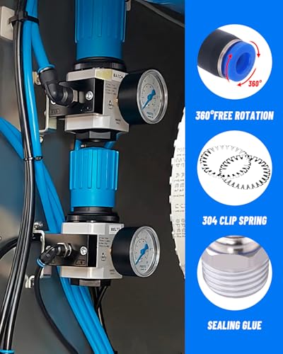 1/4" Air Line Tubing Kit, 32.8FT(10M) SAE J844 PA Nylon Air Hose Tubing with Cutter and Teflon Tape, 1/4" Air Hose with Push to Connect Fittings for Air Brake System Or Fluid Transfer(30PCS)