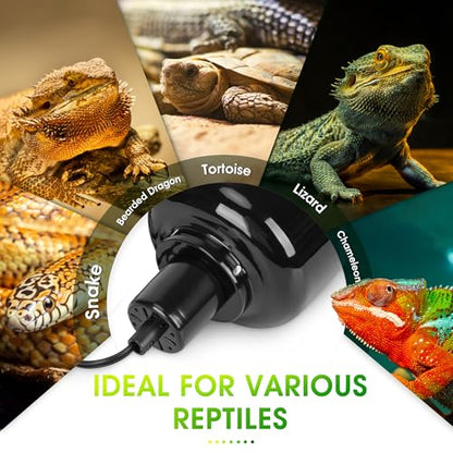2 Pack Reptile Dome Lamp Cover Light Shade, 7.5 Inch Deep Reptile Dome Light Fixture, Aluminum for Reptile Terrarium with Ceramic Socket and Individual Switch (Bulbs Not Included) - size: 7.5 in