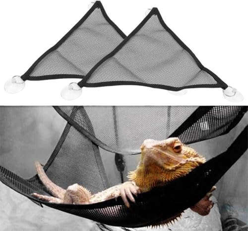 2 Pcs Breathable Mesh Reptile Hammock, Black, Suitable for Bearded Dragon Lizard, Geckos
