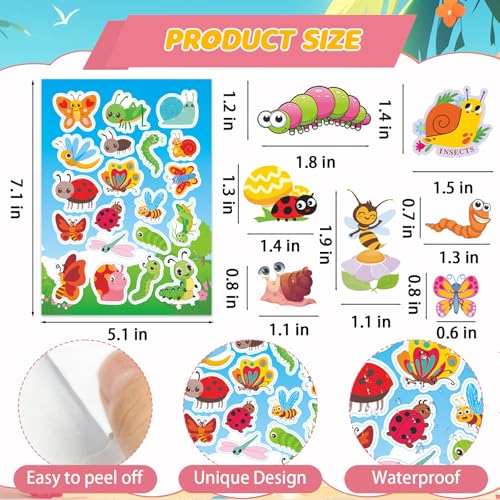 462Pcs Insect Stickers, Self Adhesive Insect Decorations Sticker Bulk Bee Ladybug Stickers for Scrapbooks Envelopes Cards Gifts Crafts Decor Classroom Rewards - style: Insect Bee