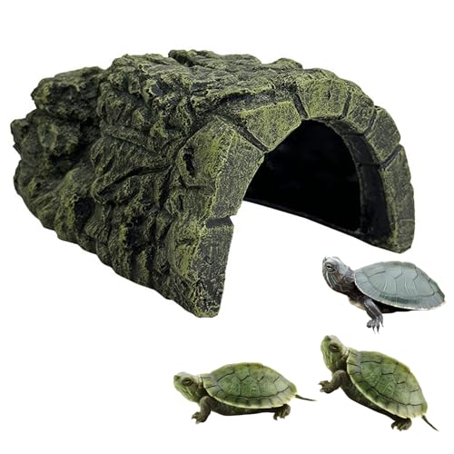 Reptile Hideout Cave, Aquarium Fish Hide Cave Decoration, Small Turtle Basking Platform Resin Rock Fish Tank Hides Habitat Decorations Reptile Hideout Nest Habitat