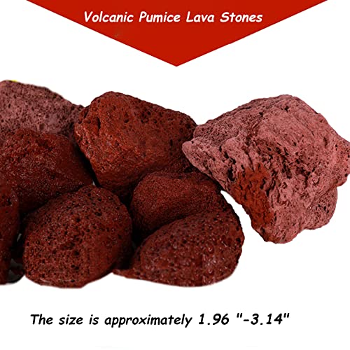 Tfwadmx Aquarium Red Lava Rock 10 Pcs Fish Tank Volcanic Pumice Stones for Betta Fish Shrimp (1.96''-3.14'') - color: Red, size: L:2''-3.2''
