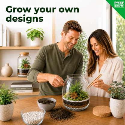 Terrarium Kit, Succulents & Indoor Plants Set DIY | Starter Pack for Any Plant – Build Your Own Ecosystem – Supplies for 64 fl oz Jar or Pot – (Jar & Plants Not Included)