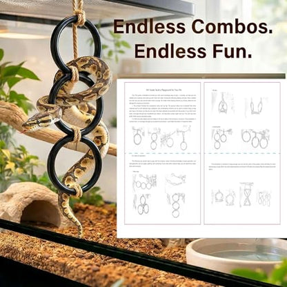 Horsmiyla 3-Ring DIY Snake Climbing Rings for Ball Python Tank Decor | Customizable Vertical Reptile Enrichment Toys, Reptile Cage Accessories Fit Chameleon & All Reptile Habitats