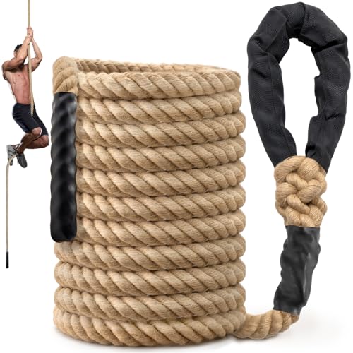 Climbing Rope Gym Workout - 10FT 15FT 20FT 25FT 30FT 35FT Heavy Duty Jute Thick Ropes for Adults Strength Training Outdoor Tree Swing Indoor Home Fitness Exercise - 1.5 Inch - size: 30FT