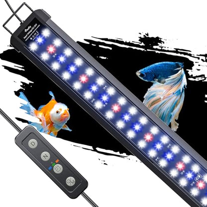 Pawfly 33W Aquarium LED Light for 48 to 54 Inch Extendable Fish Tank Light with Full Spectrum Brilliant White Blue Red Lights with Daytime & Night Modes Timer Auto On/Off Adjustable Brightness - color: Basic with Timer, size: 48"-54"