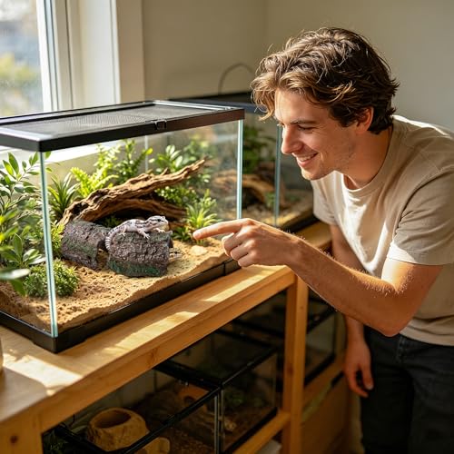 Mygeromon Reptile Hides Leopard Gecko Hideout Resin Caves Tank Accessories | 2 Pcs