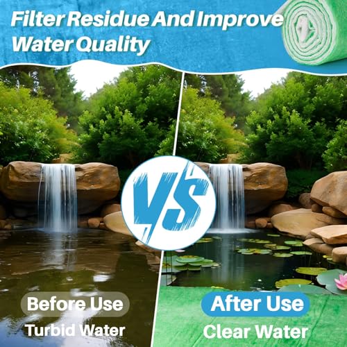MAQIHAN 2PCS Pond Filter Media - 47.2Inch Aquarium Filter Media, Koi Pond Filter, Filter Sponge, Filter Floss for Fish Tank, Aquarium, Outdoor Ponds,Garden,Swimming Pool (Green & White)